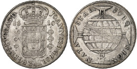ÜBRIGES AUSLAND. BRASILIEN. Johann, Prinzregent, 1799-1816. 
960 Reis 1810, Rio.
Ray. 1, KM 307.3 min. Kr., ss - vz