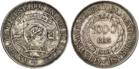 ÜBRIGES AUSLAND. BRASILIEN. - Republik. 
1000 Reis 1900, auf die 400-Jahrfeier der Entdeckung Brasiliens.
KM 500 vz