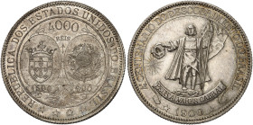 ÜBRIGES AUSLAND. BRASILIEN. - Republik. 
4000 Reis 1900, auf die 400-Jahrfeier der Entdeckung Brasiliens.
Ray. 12, KM 502.1 vz - St