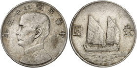ÜBRIGES AUSLAND. CHINA. - Volksrepublik seit 1911. 
Dollar Jahr 23 = 1934.
Dav. 223, Yeo. 345 ss - vz