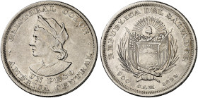 ÜBRIGES AUSLAND. EL SALVADOR. - Republik seit 1841. 
1 Peso 1893.
Ray. 2, KM 115.1 kl. Rdf., ss