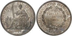 ÜBRIGES AUSLAND. FRANZÖSICH - INDOCHINA. 
1 Piastre 1889, A - Paris.
Dav. 251, Lecompte 270, KM 5 schöne Patina, min. Rdf., vz - St