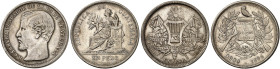 ÜBRIGES AUSLAND. GUATEMALA. - Republik seit 1839. 
Lot von 2 Stück: Peso 1870, 1894 H.
Ray. 15, 20, KM 190.1, 210 ss
