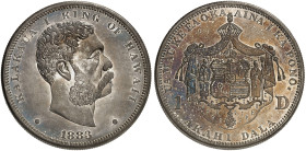 ÜBRIGES AUSLAND. HAWAI. Kalakaua I., 1874-1891. 
1 Dollar 1883, San Francisco.
Ray. 1, KM 7 schöne Patina, kl. Kr., f. St