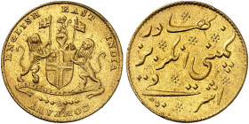 ÜBRIGES AUSLAND. - MADRAS. George III., 1760-1820. 
1 Mohur o. J. (1819).
Friedb. 1587, KM 421.1, Schlumb. 870 Gold min. Rdf., kl. Kr., f. vz