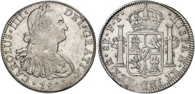 ÜBRIGES AUSLAND. MEXIKO. Karl IV. von Spanien, 1788-1808. 
8 Reales 1803, Mexico City.
Ray. 13, KM 109, C. C. 12572 Probierspur, l. Prägeschwäche, s...