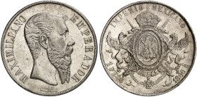 ÜBRIGES AUSLAND. MEXIKO. Maximilian, 1864-1867. 
1 Peso 1866, Mexico City.
Ray. 64, KM 388 kl. Rdf., ss