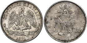 ÜBRIGES AUSLAND. MEXIKO. - Republik. 
Peso 1872, Zacateras.
Ray. 65, KM 408.8 kl. Rdf., ss