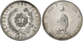 ÜBRIGES AUSLAND. PARAGUAY. - Republik seit 1811. 
Peso 1889.
Ray. 1, KM 5 min. Hksp., ss