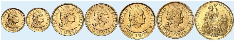 ÜBRIGES AUSLAND. PERU. - Republik seit 1821. 
Lot von 7 Stück: Libra 1916, 1917...