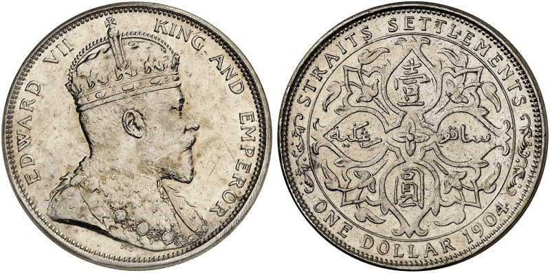 ÜBRIGES AUSLAND. STRAITS SETTLEMENTS. Edward VII., 1901-1910. 
Dollar 1904, Bom...