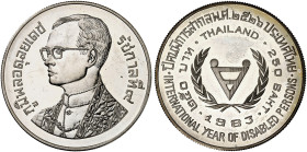 ÜBRIGES AUSLAND. THAILAND. Bhumipol Adulyadej Rama IX., 1946-2016. 
250 Baht 1983, Internationales Jahr der körperlich und geistig beeinträchtigten P...