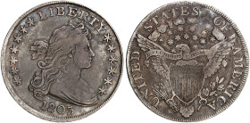 ÜBRIGES AUSLAND. USA. 
1 Dollar 1803, Draped Bust Type.
Ray. 3, KM 32, Cr. 34a schöne Patina, kl. Rdf., f. ss