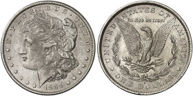 ÜBRIGES AUSLAND. USA. 
1 Dollar 1884 O, Morgan Type.
KM 110, Yeo. 18 winz. Rdf., vz - St