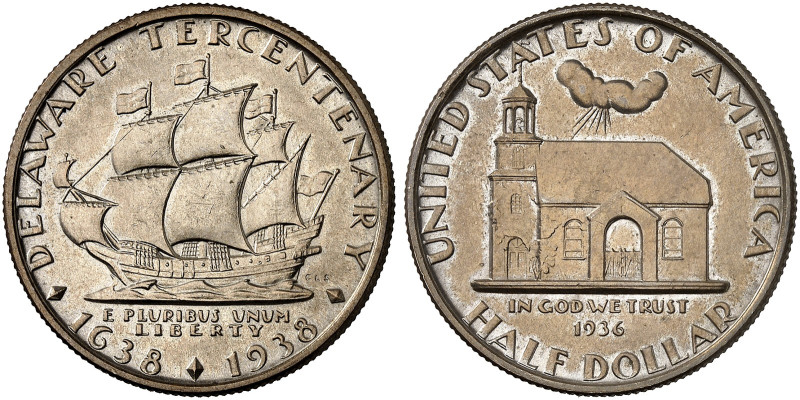 ÜBRIGES AUSLAND. USA. Gedenkmünzen. 
1/2 Dollar 1936, Delaware Tercentenary.
K...