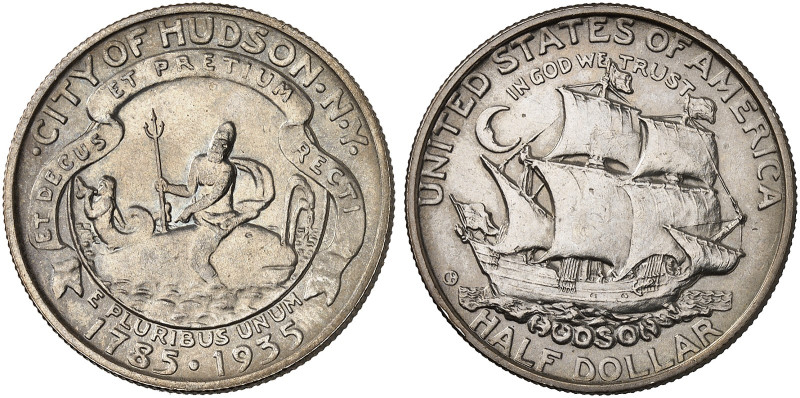 ÜBRIGES AUSLAND. USA. Gedenkmünzen. 
1/2 Dollar 1935, Hudson, New York Sesquice...