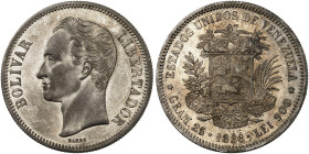 ÜBRIGES AUSLAND. VENEZUELA. - Republik seit 1821. 
5 Bolivares 1888.
Ray. 2, KM 24.1 min. Rdf., vz