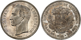 ÜBRIGES AUSLAND. VENEZUELA. - Republik seit 1821. 
5 Bolivares 1911.
Ray. 2, KM 24.2 schöne Patina, f. St