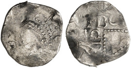 ANDERNACH. - Herzogliche oberlothringische Münzstätte. Dietrich I., 984-1026. 
Pfennig. Kopf n. links / SIGIBOD ins Kreuz gestellt.
Dannenberg 432 R...