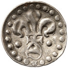 BADEN. Bernhard I., 1372-1431. 
Pfennig. Lilie mit badischem Wappen.
Wiel. 29b ss