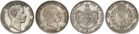 BADEN - DURLACH. Ludwig I., 1818-1830. 
Lot von 2 Stück: Taler zu 100 Kreuzer 1829, Friedrich I., Vereinstaler 1861.
Thun 18, 30, AKS 53, 123, J. 41...
