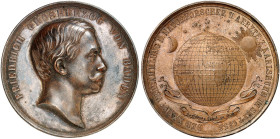 BADEN - DURLACH. Friedrich I., 1852-1907. 
Bronzemedaille 1858 (von C. Voigt, 47,0 mm), auf die Versammlung der Naturforscher in Karlsruhe. Büste / E...