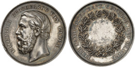 BADEN - DURLACH. Friedrich I., 1852-1907. 
Silbermedaille o. J. (unsigniert, von Chr. Schnitzspahn, 42,4 mm), für Verdienste um die Landwirtschaft, G...