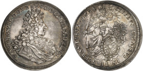 BAYERN. Maximilian II. Emanuel, 1679-1726. 
Taler 1694, Zepter zwischen 9 und 4.
Dav. 6099, Witt. 1645, Hahn 199 schöne Patina, kl. Rdf., vz