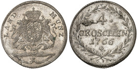 BAYERN. Maximilian III. Joseph, 1745-1777. 
4 Groschen 1766.
Witt. 2194, Hahn 297 kl. Sfr., f. vz