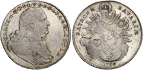 BAYERN. Karl Theodor, 1777-1799. 
Konventions-Madonnentaler 1796.
Dav. 1966, Witt. 2366, Hahn 347 min. berieben, vz