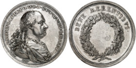 BAYERN. Karl Theodor, 1777-1799. 
Silberne Verdienstmedaille o. J. (von C. Destouches, 51,2 mm). Brustbild / Kranz von Eichenlaub.
Witt. - , Stemper...