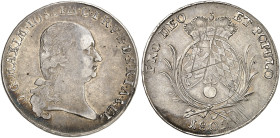 BAYERN. Maximilian IV. (I.) Joseph, 1799-1825. 
Konventionstaler 1802.
Thun 33, Dav. 542, AKS 5 Anm. RR ! justiert, ss