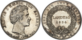 BAYERN. Ludwig I., 1825-1848. 
Geschichtstaler 1834, "LANDTAG".
Thun 63, AKS 130, J. 45 PCGS MS 62 PL, f. St