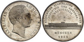 BAYERN. Maximilian II. Joseph, 1848-1864. 
Geschichtsdoppeltaler 1854, "INDUSTRIE-AUSSTELLUNG".
Thun 95, AKS 166, J. 89 PCGS MS 63 PL, f. St