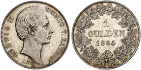 BAYERN. Ludwig II., 1864-1886. 
1 Gulden 1864.
AKS 177, J. 100 vz - St