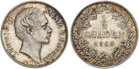 BAYERN. Ludwig II., 1864-1886. 
1/2 Gulden 1868.
AKS 180, J. 102 schöne Patina, vz - St