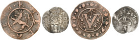 BENTHEIM - TECKLENBURG - RHEDA. Adolph, 1606-1625. 
Lot von 2 Stück: Dreier 1622, Freudenberg, Moritz, 5 Pfennig 1659.
Kennep. 64c, 90a SR, l. Präge...