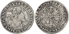 BRANDENBURG - FRANKEN. Albrecht, "der Jüngere", 1543-1557. 
Taler 1550, Erlangen.
Dav. 8969, v. Schr. 753, Slg. Wilm. 477 ss