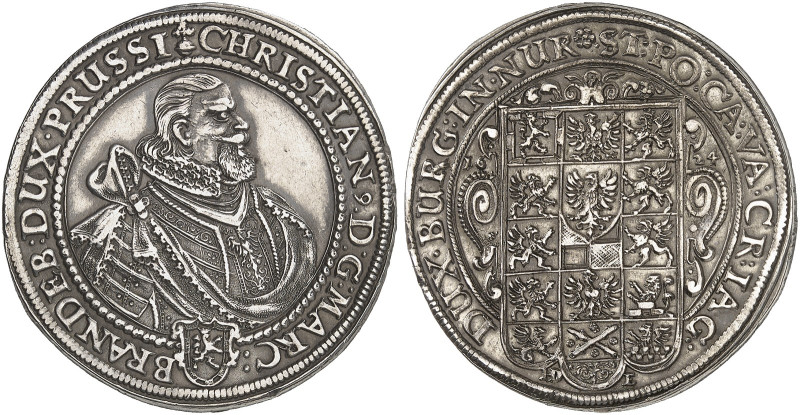 BRANDENBURG - BAYREUTH. Christian, 1603-1655. 
1/2 Taler 1624, Kulmbach.
Slg. ...