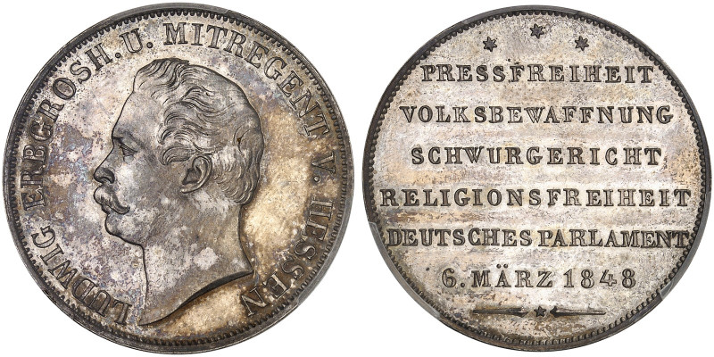 HESSEN - DARMSTADT. Ludwig III., 1848-1877. 
1 Gulden 1848, "PRESSEFREIHEIT".
...