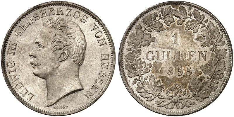 HESSEN - DARMSTADT. Ludwig III., 1848-1877. 
1 Gulden 1855.
AKS 123, J. 49b f....