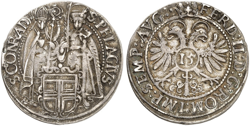 KONSTANZ. - Stadt. 
15 Kreuzer o. J. (1622), mit Titel Ferdinand II.
Nau 148 R...