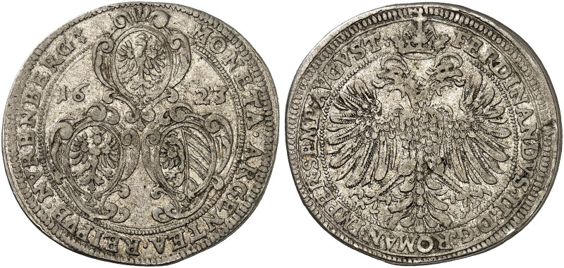 NÜRNBERG. - Stadt. 
1/2 Taler 1623, mit Titel Ferdinand II.
Kellner 276, Slg. ...