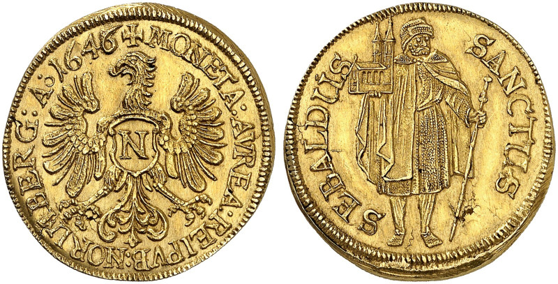 NÜRNBERG. - Stadt. 
Goldgulden 1646 (aus 1645).
Friedb. 1818, Kellner 36, Slg....