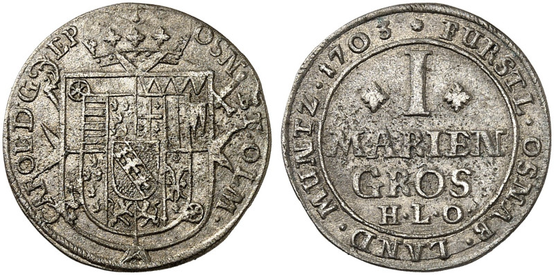 OSNABRÜCK. - Bistum. Carl von Lothringen, 1698-1715. 
Mariengroschen 1703.
Ken...