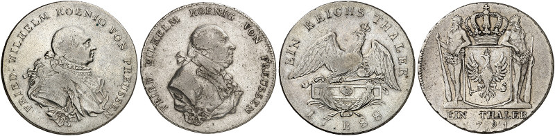 PREUSSEN - BRANDENBURG. Friedrich Wilhelm II., 1786-1797. 
Lot von 2 Stück: Tal...