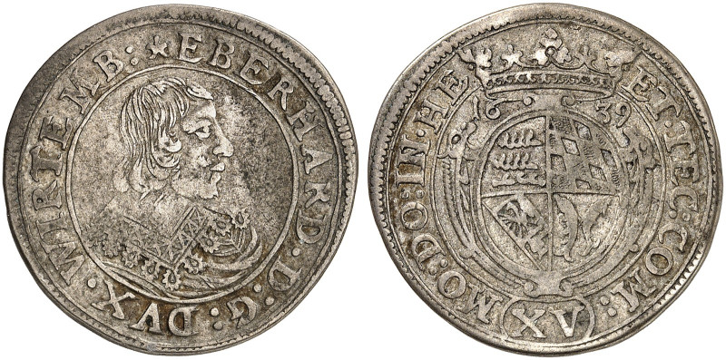 WÜRTTEMBERG. Eberhard III., 1633-1674. 
15 Kreuzer 1639.
Kl.-R. 573 R ! ss