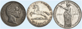 Lot von 3 Stück: BAYERN, Ludwig I., Gulden 1839, FRANKFURT, Vereinstaler 1862, Schützenfest, HANNOVER, 16 Gute Groschen 1833.
Thun 146, AKS 78, 44, 6...
