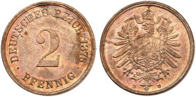 KLEINMÜNZEN. J. 2, EPA 11 
2 Pfennig 1876 D.
schöne Kupferpatina, St