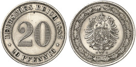 KLEINMÜNZEN. J. 6, EPA 41 
20 Pfennig 1887 G.
winz. Kr., St